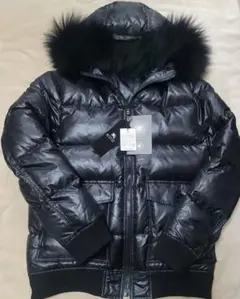 バーバリーブラックレーベル　リバーシブル　ファー付き黒ダウンジャケット