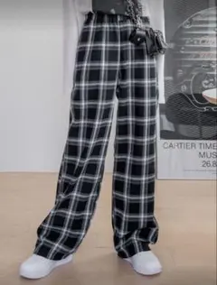 チェックワイドパンツ