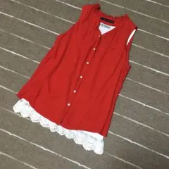 ZARA ノースリーブ ブラウス 赤色のサムネイル