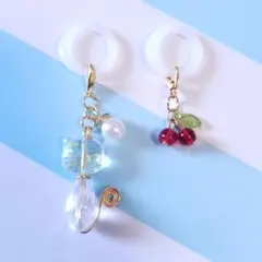 にゃんこアンブレラマーカー 2点セット さくらんぼチャーム 傘めじるしチャーム