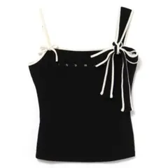 andmary Cotton ribbon tank black - メルカリ