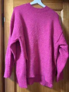 LOWRYS FARM ピンク 長袖ニットセーター