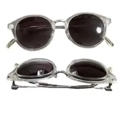 【即日発送】クリアフレーム ラウンド型サングラス