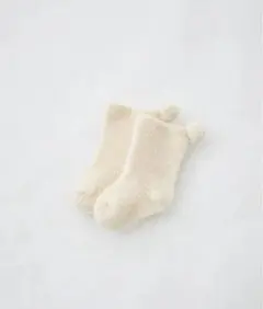 クリーム色 ポンポン付き ベビー靴下 11~12cm