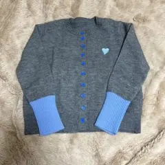 グレー ニットカーディガン ハートモチーフ