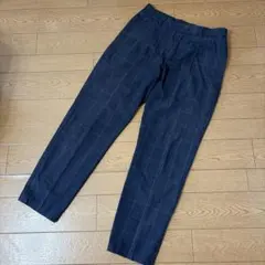 ネイビー チェック柄 スラックス ウエスト68-76cm