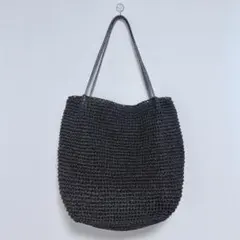 【HAYNI】ブラック ペーパー素材 トートバッグ かごバッグのサムネイル