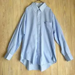 1434 バーバリーロンドン　ボタンダウンシャツ ライトブルー 馬刺繍
