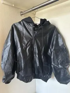 メンズ フード付きレザージャケット