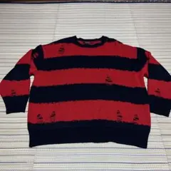 JACKROSE 赤黒ストライプ ニット