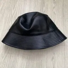 ブラック 合成皮革 バケットハット　美品