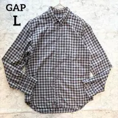 【GAP】ギャップ ギンガムチェック長袖シャツ Ｌ羽織 グレー×ネイビー