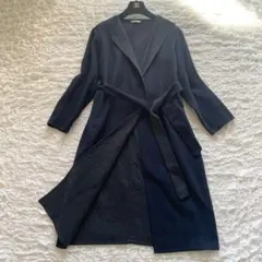 PLST/プラステ　ウールリバーガウンコート　ネイビー×グレー　サイズS