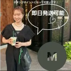 【新品】しまむら シャーリングサロペット Mサイズ　ブラック