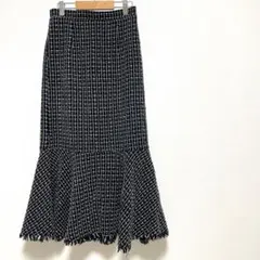 b156【グレイル】ツイードマーメイドスカート　ロング　黒　M
