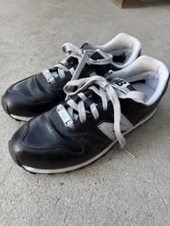 New Balance ブラック スニーカー373合皮レザー25.0