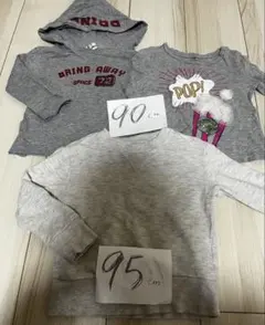 90cm 95cm Tシャツ　ロンT 長袖　トレーナー　グレー　まとめ売り