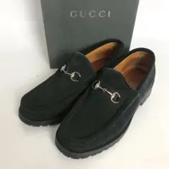 GUCCI グッチ ホースビットローファー ブラック スウェード メンズ