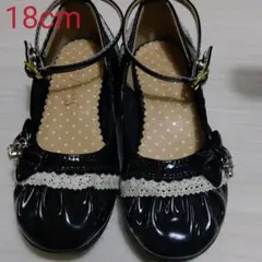 フォーマルシューズ（黒）　女の子　18cm