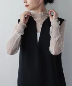 新品✱KOBE LETTUCE✱ハイネックレースシアートップス メロウネック