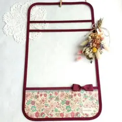 Lサイズランドセルカバー　ハンドメイド　縁取りボルドー　カラフルフラワー柄