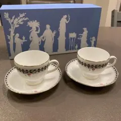ウェッジウッド カップ＆ソーサー 2客セット 花柄 金彩