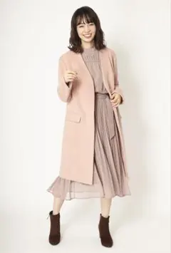 大人気❗️大特価❗️超美品　オールドイングランドピンクベージュ ロングコート セール】2WAYステンカラーロングコート 139052（ステンカラーコート