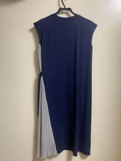 プリーツ切り替え ネイビー ワンピース フォーマル 春夏 試着のみ