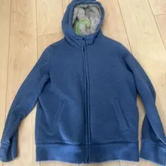 UNIQLO 青 フリース裏地 フード付きジャケット
