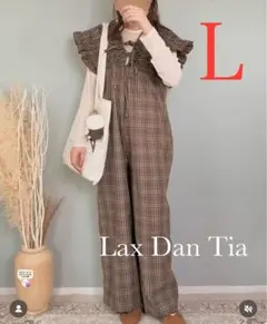 しまむら Lax Dan Tia チェックシャーリングサロペット サイズL