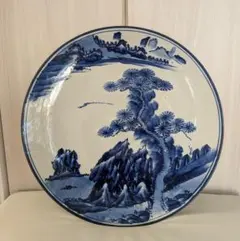 時代物 染付人物山水大鉢 花器 鉢カバー 古美術 ウブ品 入手困難