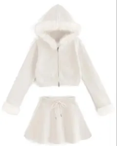 GRL [an1481]ファーパーカー×フレアスカートニットセットアップ