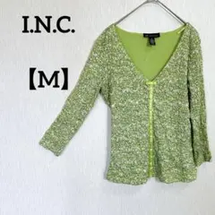✨️美品✨️I.N.C. 【M】花柄グリーンカーディガン 長袖