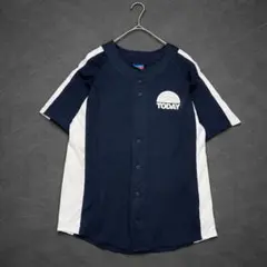 Champion ベースボールシャツ 紺×白 L ナンバリング　半袖シャツ 古着のサムネイル