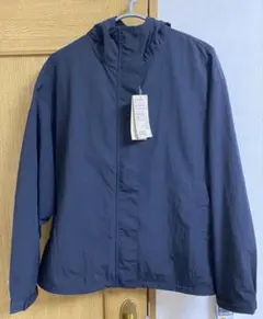 無印良品　撥水UVカット ポケッタブルフードジャケット　ダークネイビー・XXL