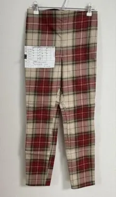 外未着用H&M赤チェックスリムパンツ EUR36(S -M相当) セットアップ可