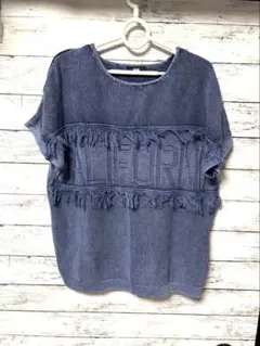 美品 RCWB ロデオクラウンズ フリンジ 半袖 ニット ブルー