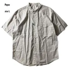 Papas 半袖 ボタンダウン シャツ パパス チェック 胸ポケットのサムネイル
