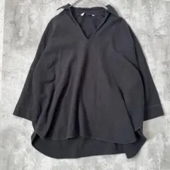 極美品マカフィーリネンシャツセーラーカラー ネイビー サイズ36麻100 