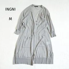 イング INGNI ロングカーディガン 七部袖 オープンフロント M グレー