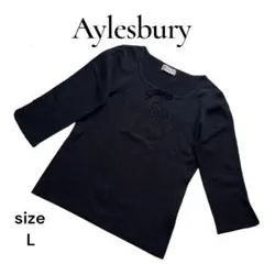 Aylesbury アリスバーリー 七分袖 サマーニット ブラック Lサイズのサムネイル