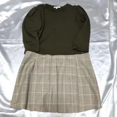 メヌエット ワンピース 150 グレンチェック キャサリンコテージ オリーブ