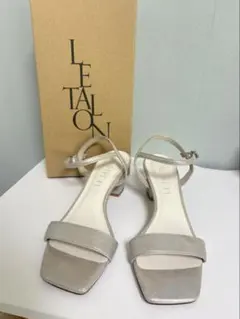 美品⭐️LE TALON ルタロン5cmフトヒールストラップサンダル　シルバーLL
