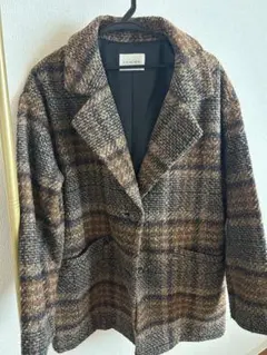 チェック柄 チェスターコート ブラウン系