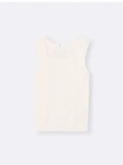GU　リブニットスクエアネックタンクトップ　白　sizeS