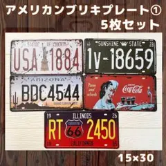 ブリキプレート１(5枚セット)アメリカン雑貨レトロアンティークインテリアD1A