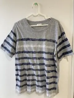 GLOBAL WORK ボーダーTシャツ グレー Lサイズのサムネイル