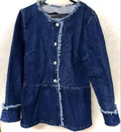 美品　デニムジャケットMサイズ　パールボタン　ブローチ付け