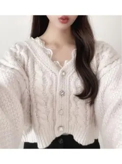 GRL アソートボタンケーブル編みニットカーディガン[dr600]