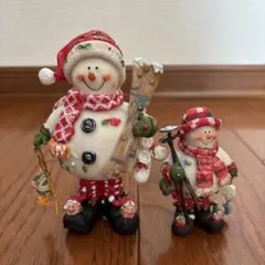 雪だるまの置物2体セット